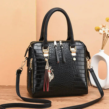 Crocodile Embossed Leather Bag |