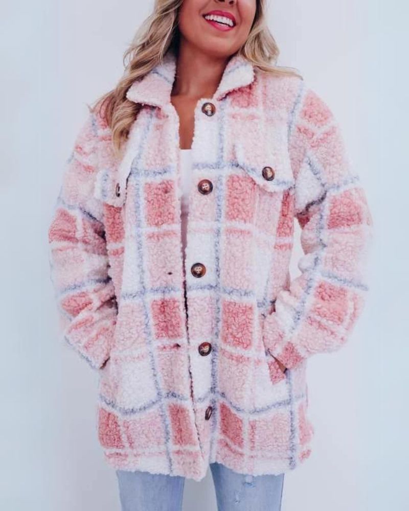 ELINARA | Checkered Fleece Jacket