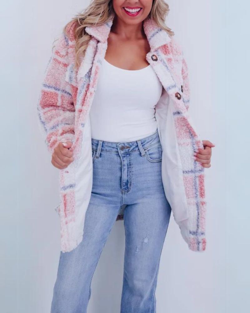 ELINARA | Checkered Fleece Jacket