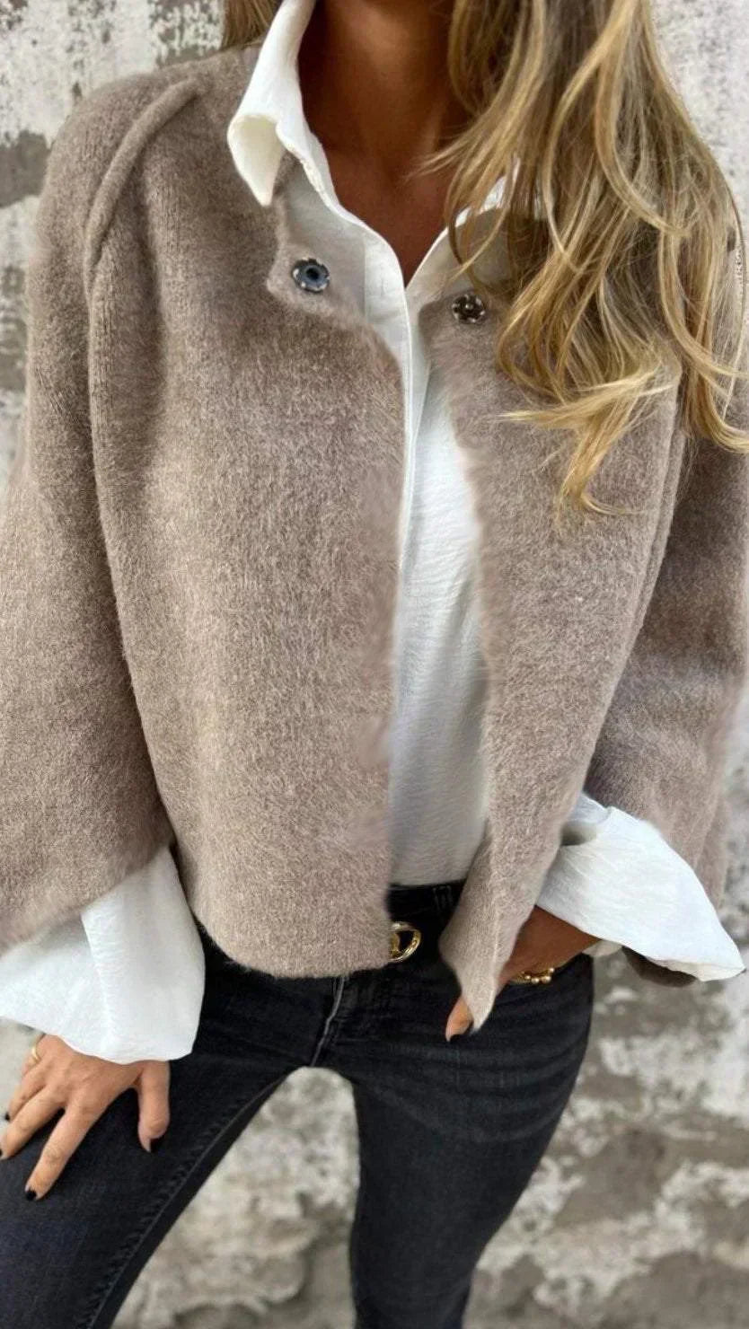 Amalia | Long Sleeve Round Neck Wool Cardigan