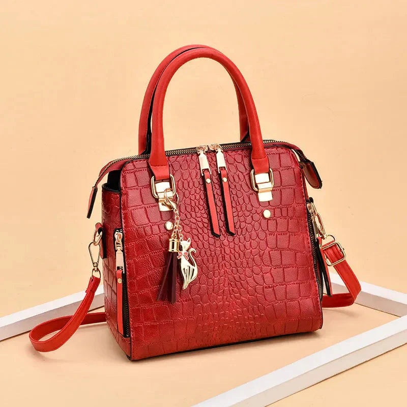 Crocodile Embossed Leather Bag |